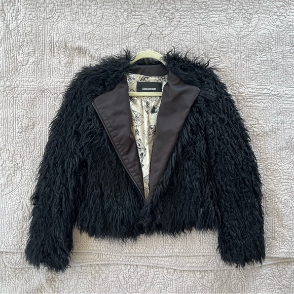 Zadig & Voltaire black Vianna Faux Fur zip jacket coat. Size Small. - Picture 1 of 15